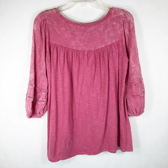 Altard State‎ Small Blouse Pink Embroidered Peasant Distressed Cotton Women 1341 - Picture 2 of 9